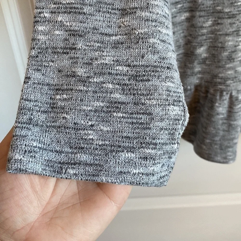 St. John’s Bay Gray Sweater Ruffle Hem Long Sleeve - Picture 5 of 5